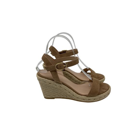 Stuart Weitzman 'Teddi' Beige Leather Espadrille Wedge Sandal Size 6 - Picture 3 of 5